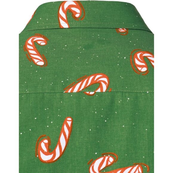 Men's Greencandy Christmas Sirts Claus Party Long Sleeve Button Down Shirts - Picture 5 of 7